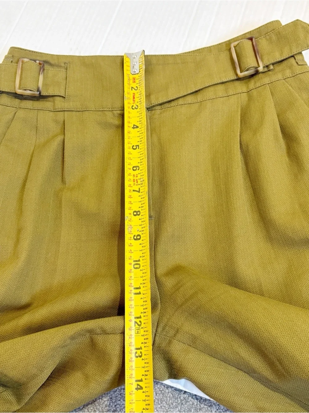 Sezane Francky Trousers Blend Cotton Linen Blend Size 2 Olive Green Carrot Cut